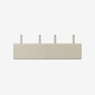 The Austins Test Product is a beige, rectangular padded wall panel featuring four vertical mounting brackets evenly spaced along the top edge, shown against a plain white background.
