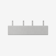 The Essential Headboard Cushion is a light gray, fabric-covered rectangular headboard featuring four vertical mounting brackets along the top edge, shown against a plain white background.