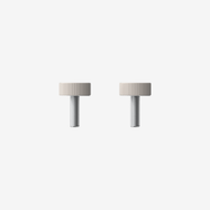 Two Hand Screws with flat, textured, cylindrical beige heads and silver metal shafts are shown upright side by side on a plain white background.