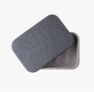 The Felt Underbed Bin is a rectangular gray felt storage box with a matching lid, shown partially open against a white background.